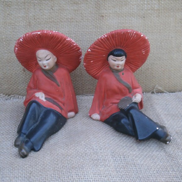 Vintage Chinese Boy & Girl Chalkware Figurines - Picture 2 of 16